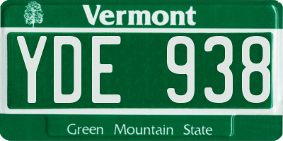 VT license plate YDE938