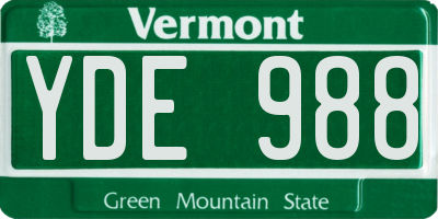 VT license plate YDE988