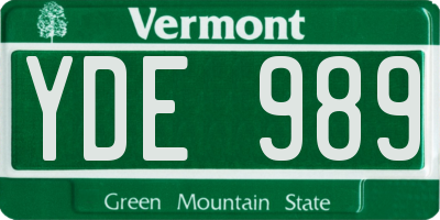 VT license plate YDE989
