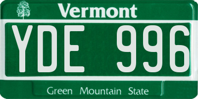 VT license plate YDE996