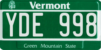 VT license plate YDE998