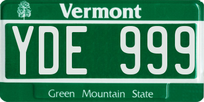 VT license plate YDE999