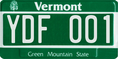 VT license plate YDF001