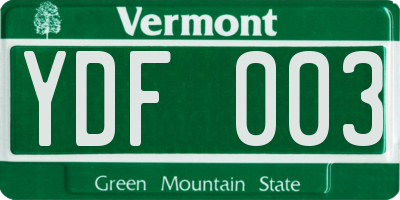 VT license plate YDF003