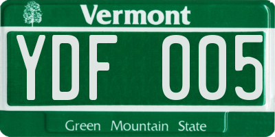 VT license plate YDF005