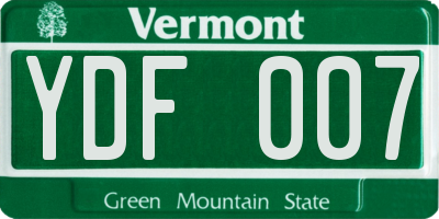 VT license plate YDF007