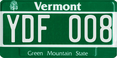VT license plate YDF008
