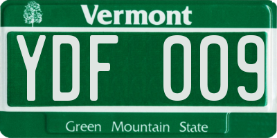 VT license plate YDF009