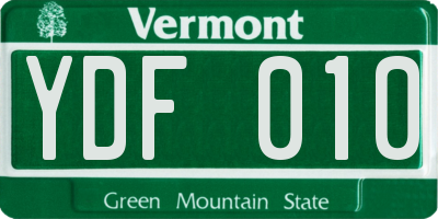 VT license plate YDF010