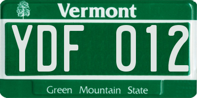 VT license plate YDF012
