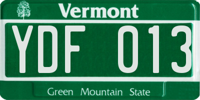 VT license plate YDF013
