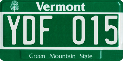 VT license plate YDF015