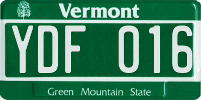 VT license plate YDF016