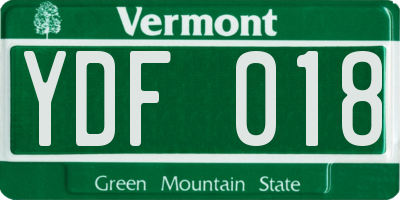 VT license plate YDF018