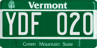VT license plate YDF020