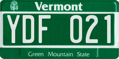 VT license plate YDF021