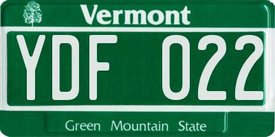 VT license plate YDF022