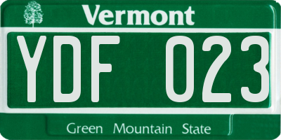 VT license plate YDF023
