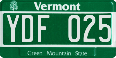VT license plate YDF025