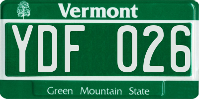 VT license plate YDF026