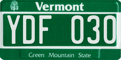 VT license plate YDF030