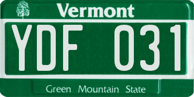 VT license plate YDF031