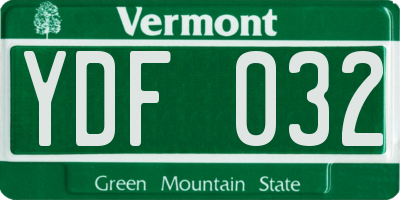 VT license plate YDF032