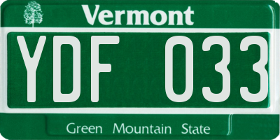 VT license plate YDF033