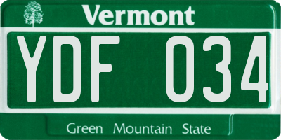 VT license plate YDF034