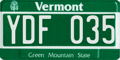VT license plate YDF035