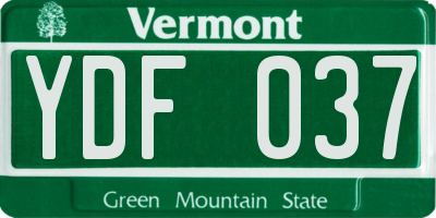 VT license plate YDF037