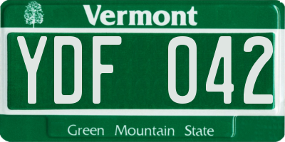 VT license plate YDF042
