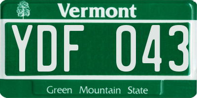 VT license plate YDF043