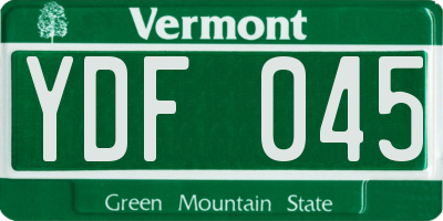 VT license plate YDF045