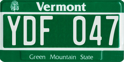 VT license plate YDF047