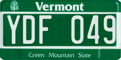 VT license plate YDF049
