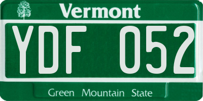 VT license plate YDF052