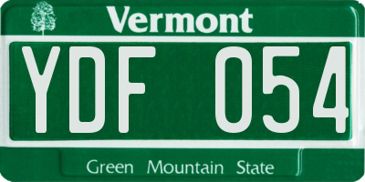 VT license plate YDF054