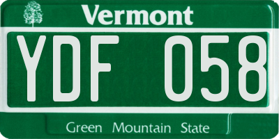 VT license plate YDF058