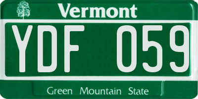 VT license plate YDF059