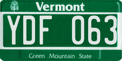VT license plate YDF063