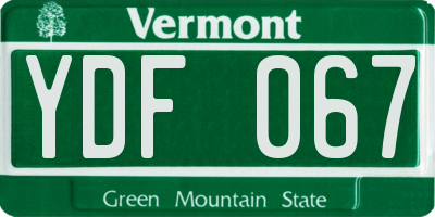VT license plate YDF067