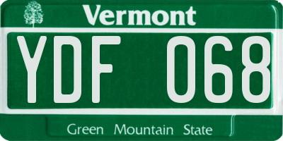 VT license plate YDF068