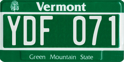 VT license plate YDF071