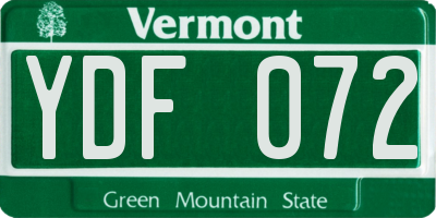 VT license plate YDF072