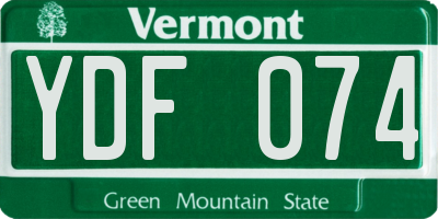 VT license plate YDF074