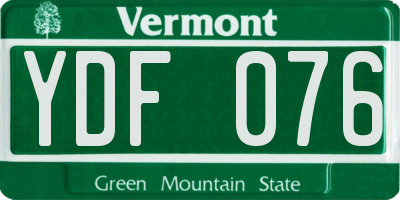 VT license plate YDF076