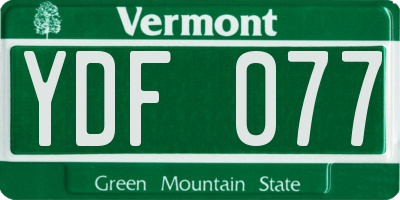 VT license plate YDF077