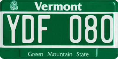 VT license plate YDF080
