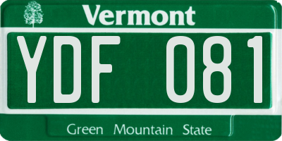 VT license plate YDF081